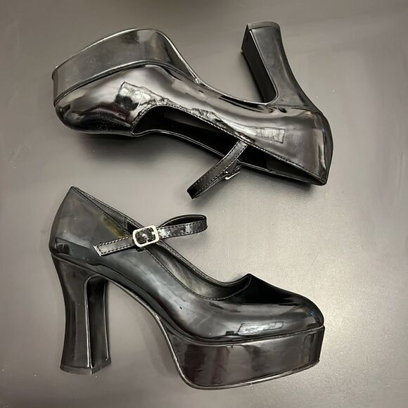 Fantasma Costume Pleaser 4" Chunky Mary Jane Black Patent Heels 8 - Picture 3 of 11